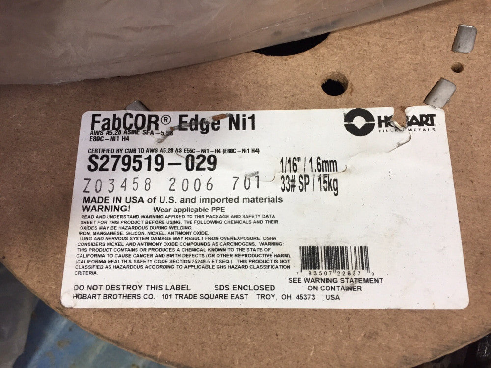 Hobart S279519-029 1/16" FabCOR Edge Ni1  Welding Wire