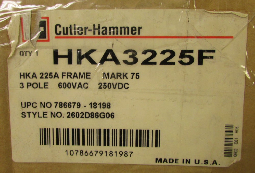 WESTINGHOUSE CUTLER HAMMER HKA3225F HKA Circuit Breaker Frame High Interrupting
