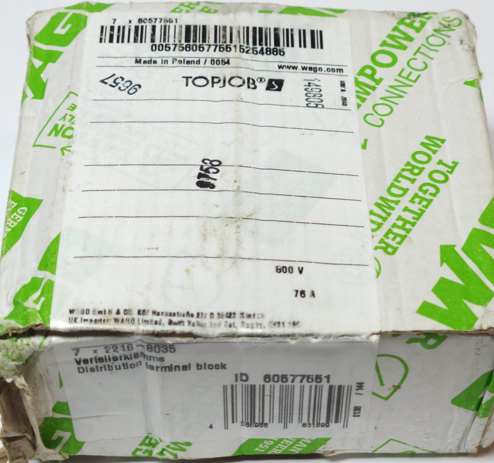 WAGO BOX OF 7 DEKRA 2216 8035 Power Distribution Terminal Block TOP JOB'S 800