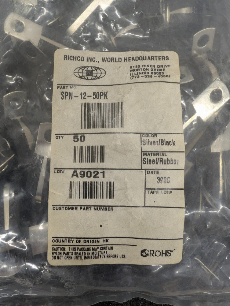 New, Richco, SPN-12-50PK, 3/4 Inch Insulated Cable Clamp 2PK  - Lot of 50pcs