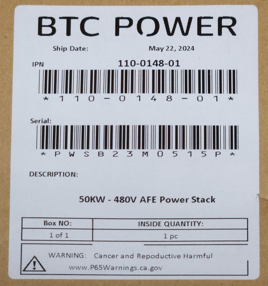 AFE IGBT 180-0241-01 BTC POWER BOARD 50 KW 480 VAC AFE POWER STACK 110-0148-01
