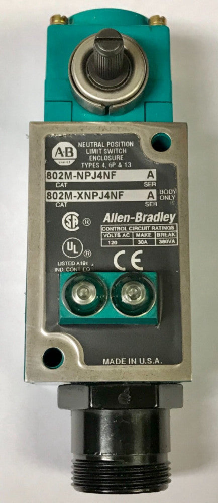 ALLEN BRADLEY 802M NPJ4NF Pre Wired Limit Switch W/ 120 VAC Indicating Pilot