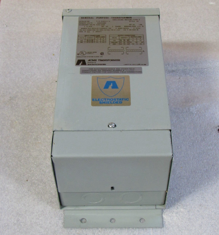 Acme Transformer T-2-53011-S 1PH 1.5 KVA 240X480V PRI 120/240V SEC
