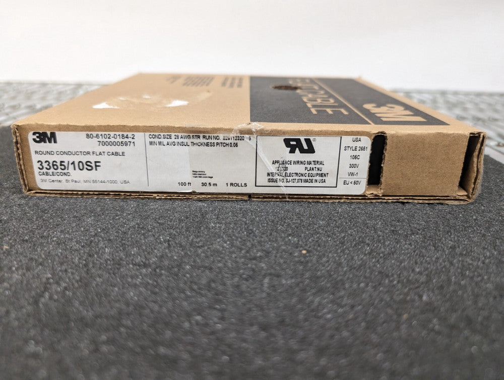 New, 3M, 3365/10SF, CABLE RIBBON, 10COND 0.050 GRAY 100'