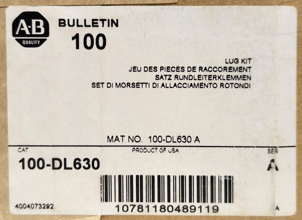 ALLEN BRADLEY 100 DL630 2/0 500 MCM Copper Lug Terminal Kit 40798 097