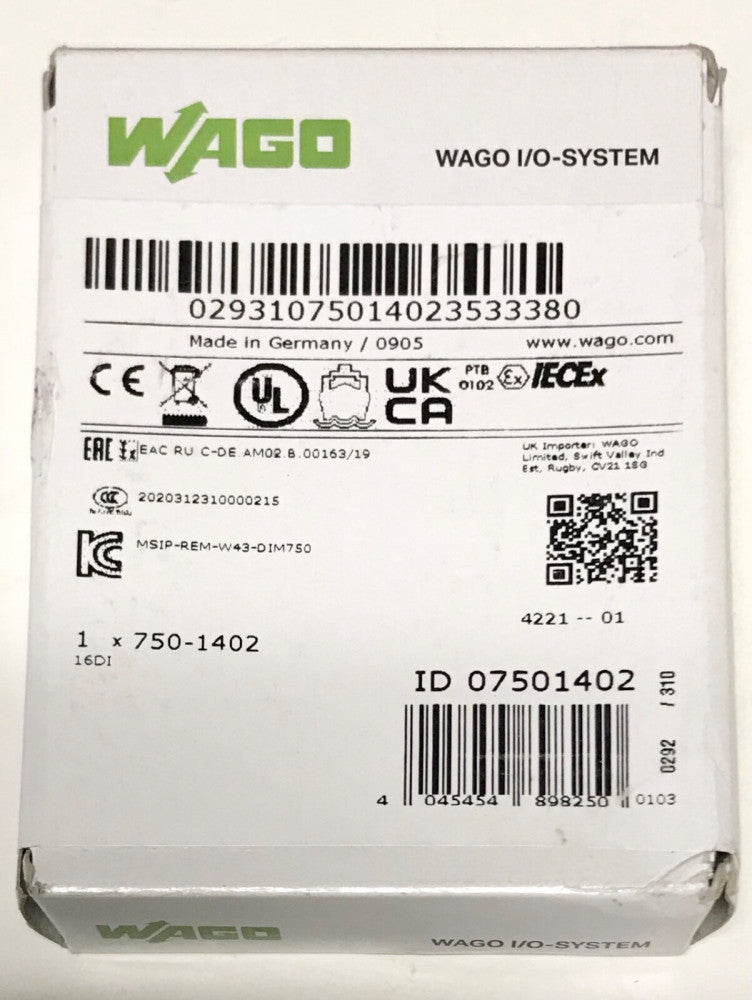 SEALED WAGO 750 1402 MSIP REM W43 DIM750 I/O Input Output Module 750-1402