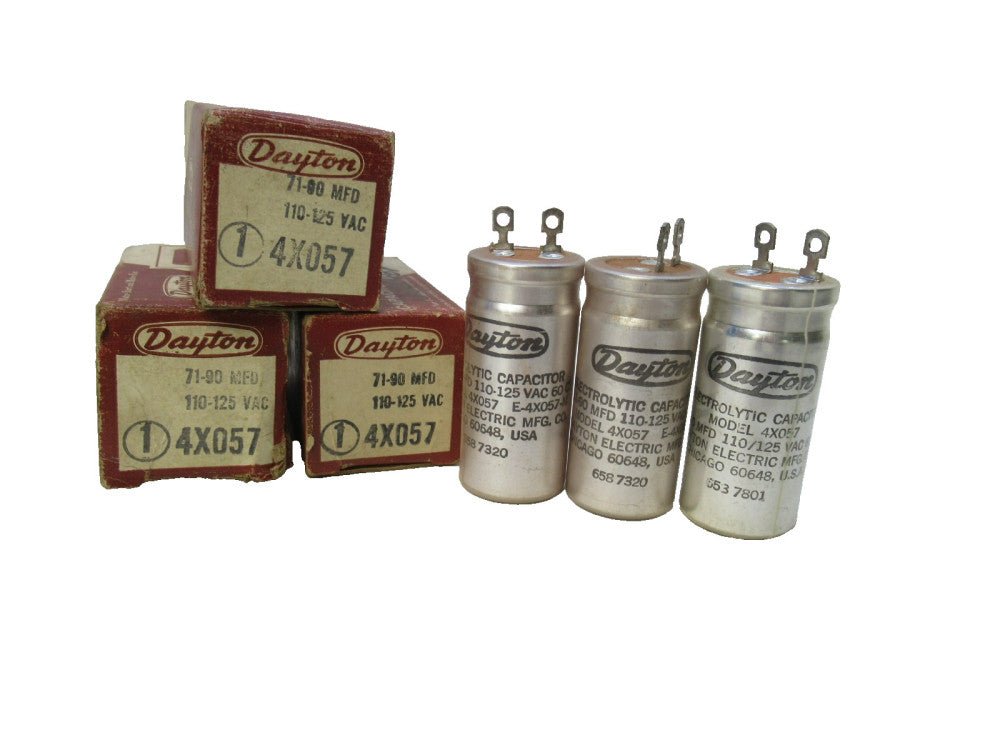 Dayton 4X057 71-90mfd 110-125Vac Capacitor (New - Lot of 3)