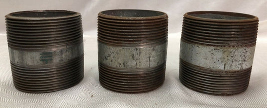 NEW OPEN BOX Set of 3 Galvanized Pipe Nipples 3.5 x 3.5 in 