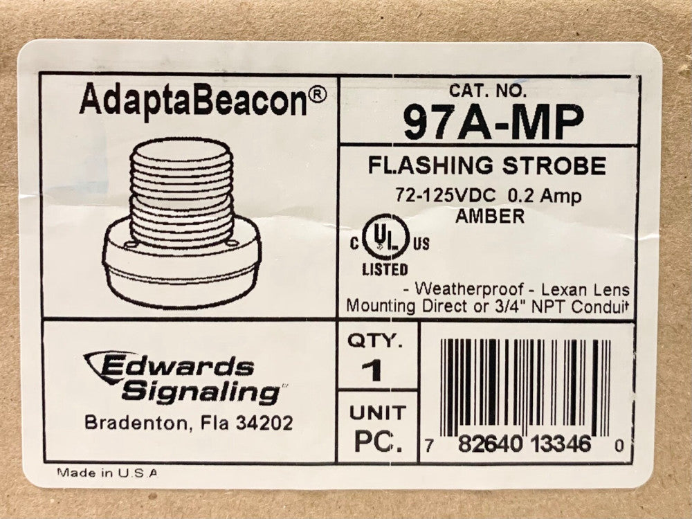 EDWARDS SIGNALING 97A-MP 72-125 VDC AMBER Adapa Beacon Flashing Strobe 97A MP