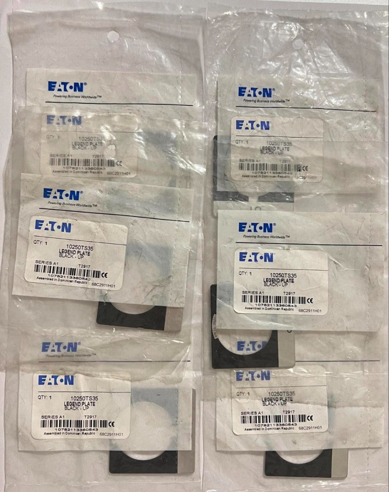 (LOT OF 6) EATON CUTLER HAMMER 10250TS35 Legend Plate BLACK UP
