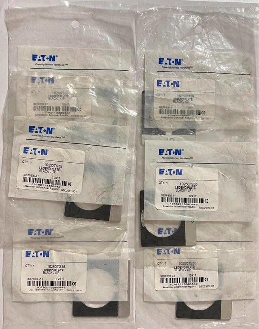 (LOT OF 6) EATON CUTLER HAMMER 10250TS35 Legend Plate BLACK UP