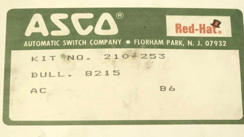 ASCO RED HAT 210 253 Solenoid Valve Rebuild Kit 8215
