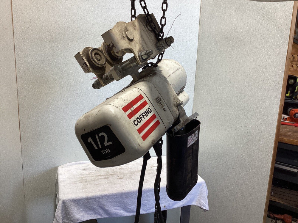 Coffing 1/2 Single Phase Electric Chain Hoist. Model ELCET 10-16-1.  110 Volts