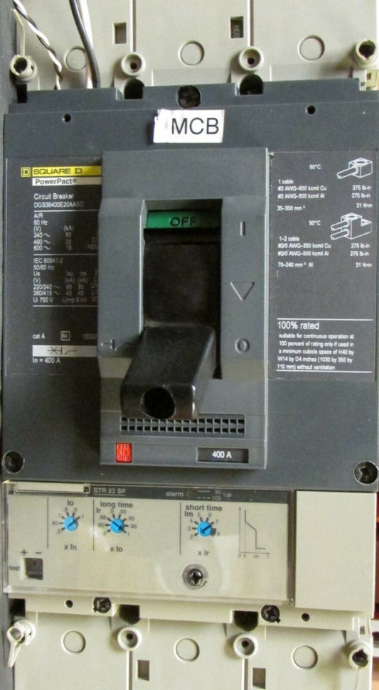 SQUARE D DGS36400E20AAS0 400 Amp Type DGS 400 Power Pact Circuit Breaker LSI 