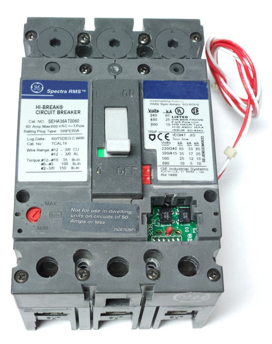 GENERAL ELECTRIC SEHA36AT0060 SPECTRA RMS 60 AMP HI BREAK Circuit Breaker 3 Pole