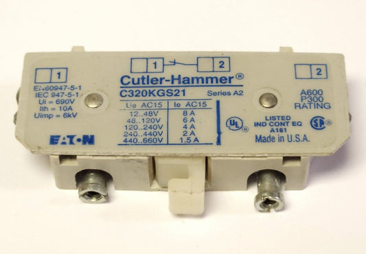 EATON CUTLER HAMMER C320KGS21 Freedom Series 1 NC Auxiliary Contact