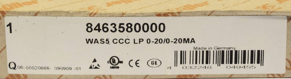 WEIDMULLER WAS5 CCC LP 0-20 0-20mA 8463580000 WAVESERIES Signal Conditional