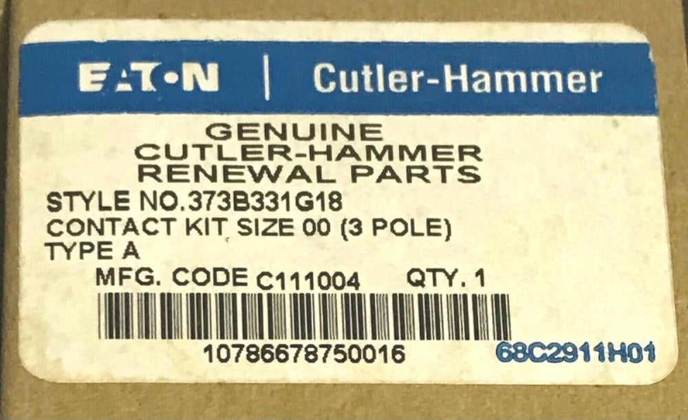 EATON CUTLER HAMMER A200 Size 00 3 Pole Contact Kit 3733B331G18