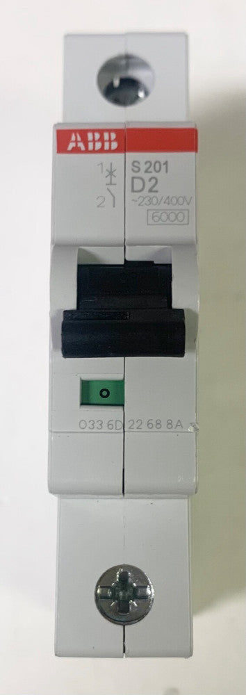 ABB S201 D2 Single Pole 2 AMP Circuit Breaker 2CDS251001R0021 230-400 VAC 