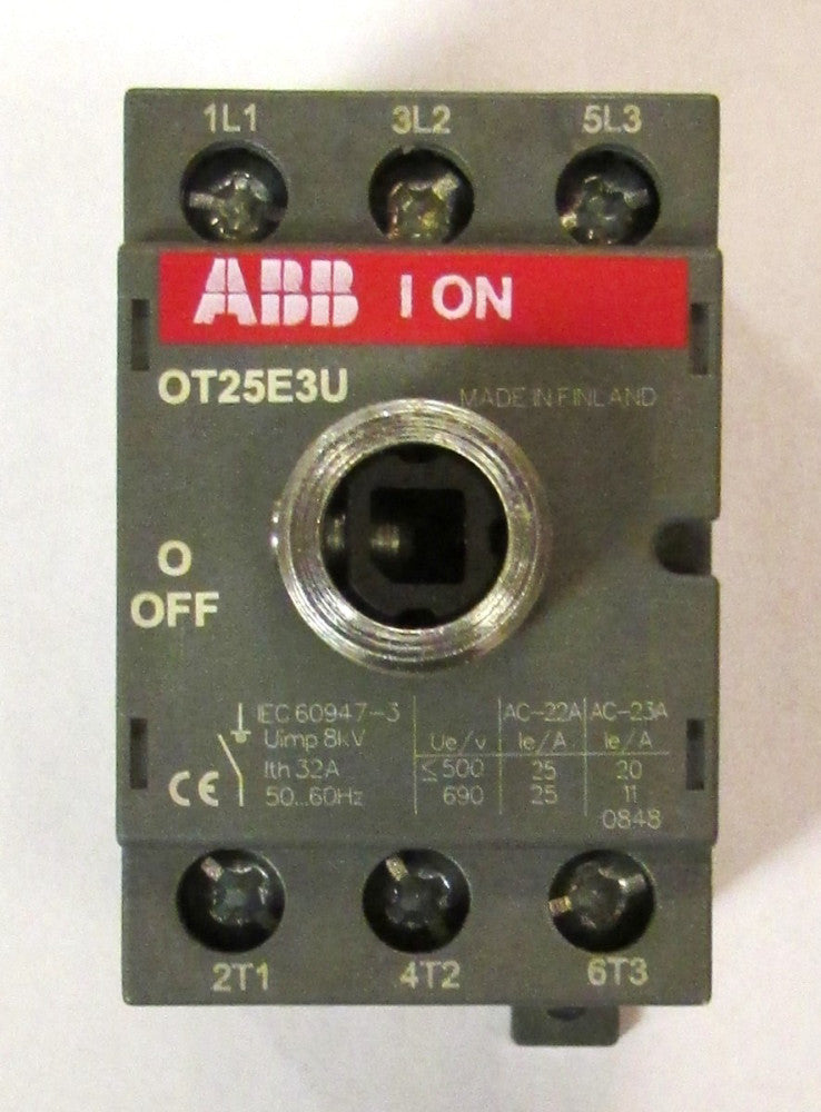ABB OT25E3U Disconnect Switch 25 Amp 3 Pole OT25E3U/B