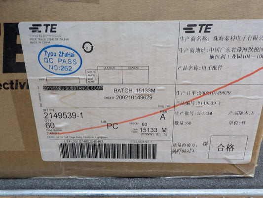 New, AMP/Tyco, 2149539-1, CONN SFP CAGE 1X4 W/HSINK R/A - Listing is for 1 pc!