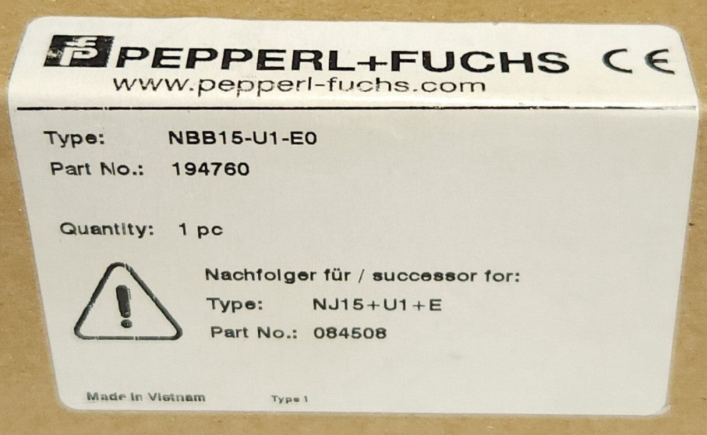 PEPPERL + FUCHS 194760 BNN15-U1-E0 Proximity Sensor 10-30 VDC 200mA