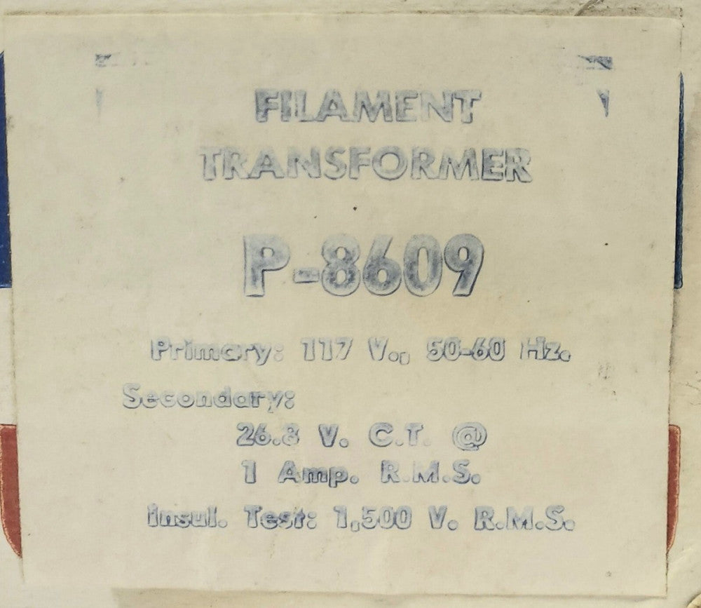STANCOR P-8609 FILAMENT TRANSFORMER 9017A Primary 117 VAC Secondary 28.8 Volt