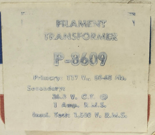 STANCOR P-8609 FILAMENT TRANSFORMER 9017A Primary 117 VAC Secondary 28.8 Volt