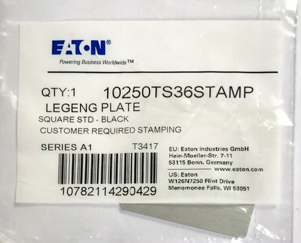 LOT OF 10 EATON CULTER HAMMER 10250T536STAMP PRESET SET Legend Plate 10250TS36B