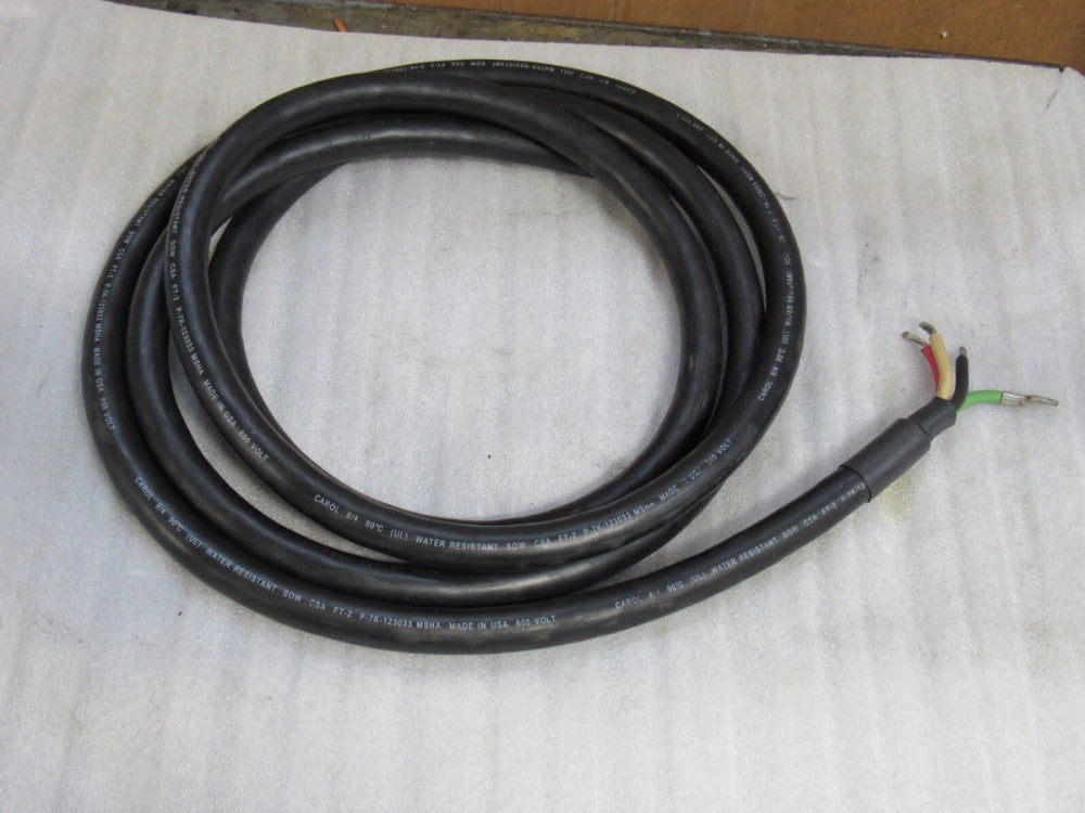 CAROL WATER RESISTANT POWER CABLE P-7K-123033 SOW CSA FT-2 600V MSHA 13FT - USED