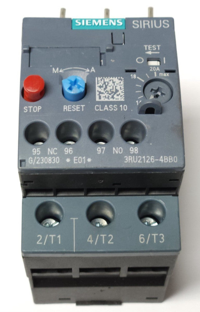 SIEMENS SIRIUS 3RU2126 4BB0 Electronic Overload Relay 14-20 AMP