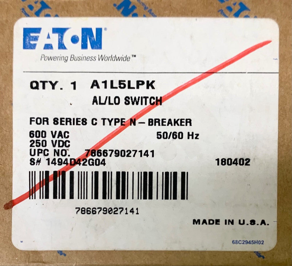 EATON CUTLER HAMMER A1L5LPK N Frame Type ND HND AL/LO Alarm Auxiliary 1494D42G04