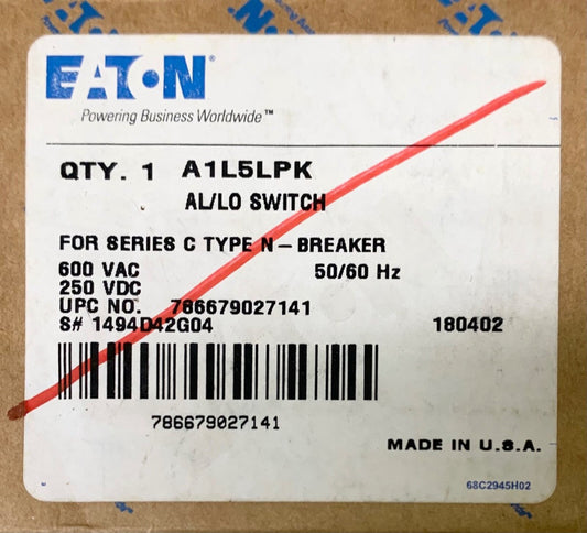 EATON CUTLER HAMMER A1L5LPK N Frame Type ND HND AL/LO Alarm Auxiliary 1494D42G04