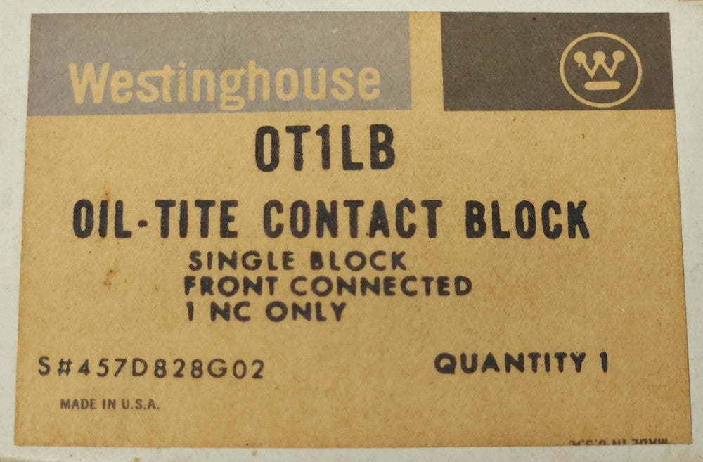 WESTINGHOUSE 0T1LB Single Block Pushbutton Contact Block 1 NC OT1LB 457D28G02