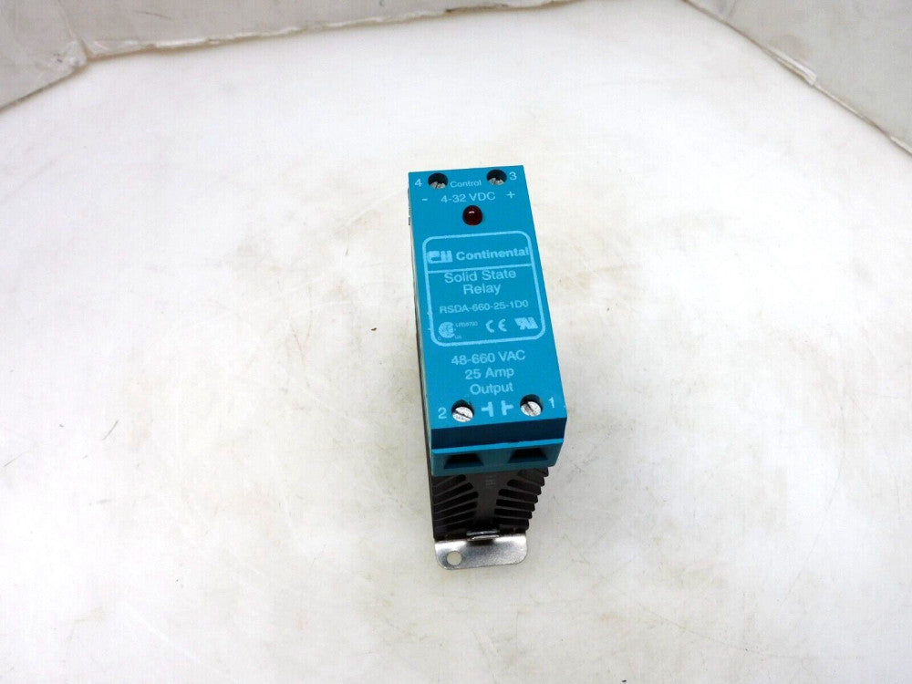 CONTINENTAL RSDA-660-25-1D0 SOLID STATE RELAY 4-32VDC 48-660VAC 25A OUTPUT