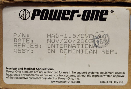 POWER-ONE HA5-1.5/OVP-A HA HB Power Supply 100-120-220-230-240 VAC Output 5 VDC
