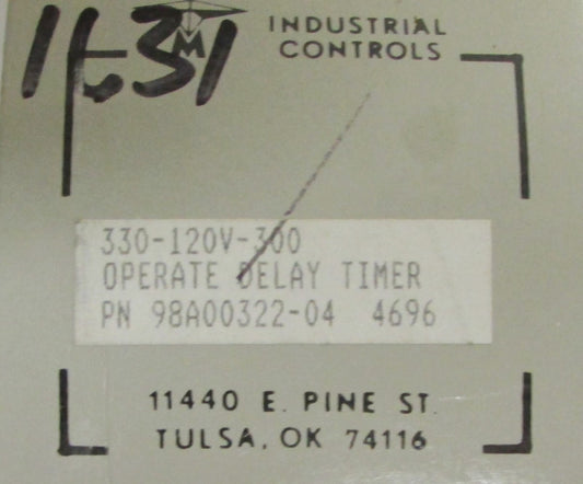 TIME MARK SIGNAL LINE 330 120 V 300 S Operate Delay Timer 98A00322 04 