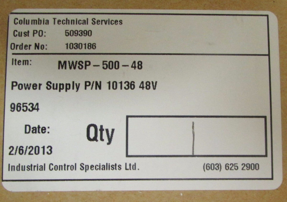 MEANWELL MWSP 500 48 100-240 VAC Power Supply 101 36 48 V