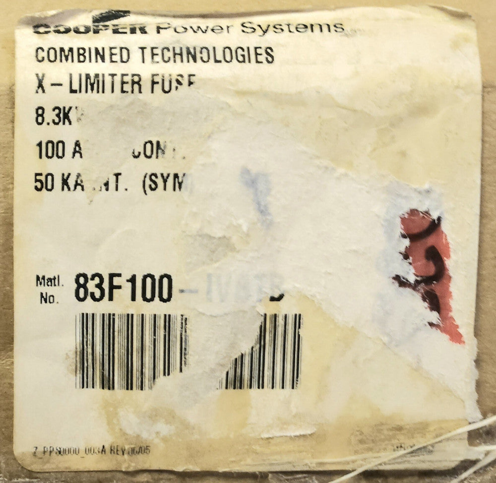 COOPER POWER 83F100 IVBTB 100 AMP 8.3 KV 50 KA X-Limiter Fuse Combined