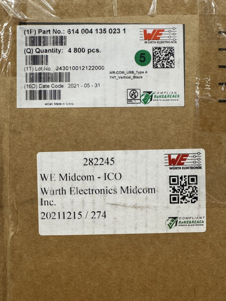 New, Wurth Elektronik, 6140041350231, CONN RCPT USB2.0 TYPEB VERT, Lot of 50