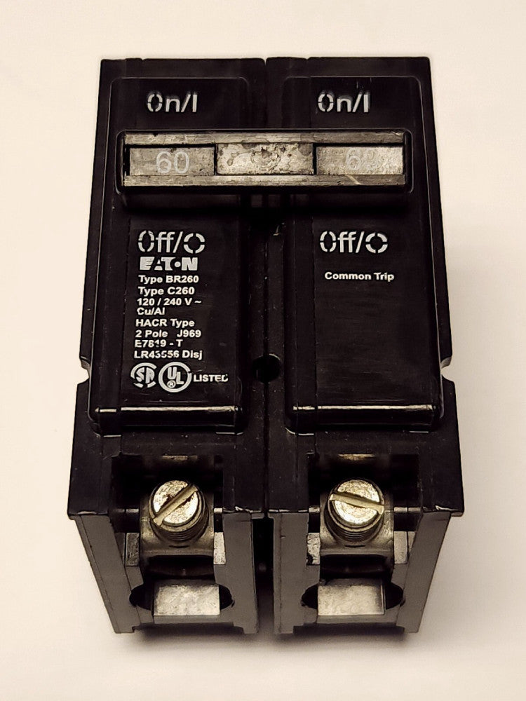 EATON CUTLER HAMMER BR260 C260 2 Pole 60 AMP Type BR Circuit Breaker 240 VAC