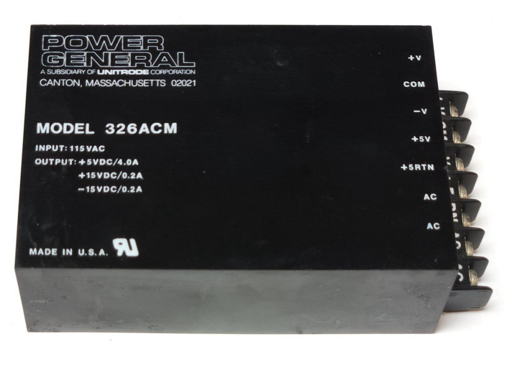 UNITRODE POWER GENERAL MODEL 326ACM POWER SUPPLY MODULE Input 115 VAC Output 5DC