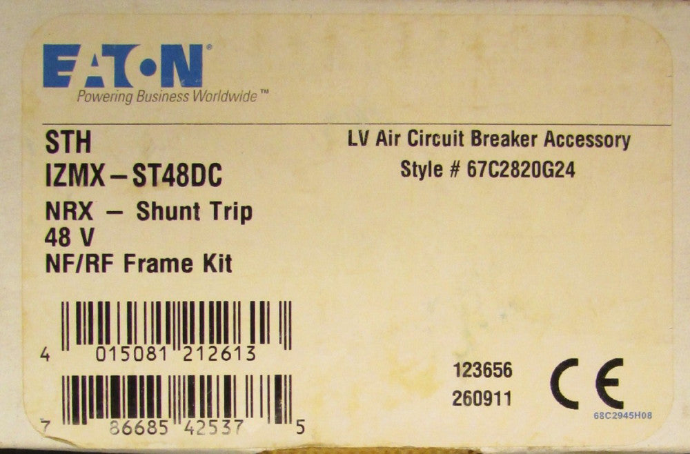EATON CUTLER HAMMER IZMX ST48DC 48 VDC NRX Shunt Trip 67C2820G24 66B2804-H02