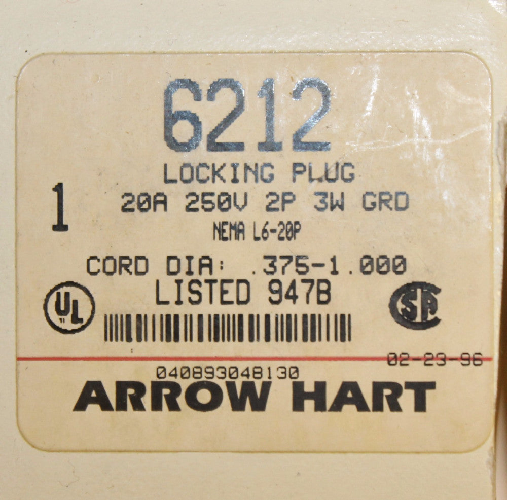 ARROW HART Locking Plug 20 Amp 250V 6212