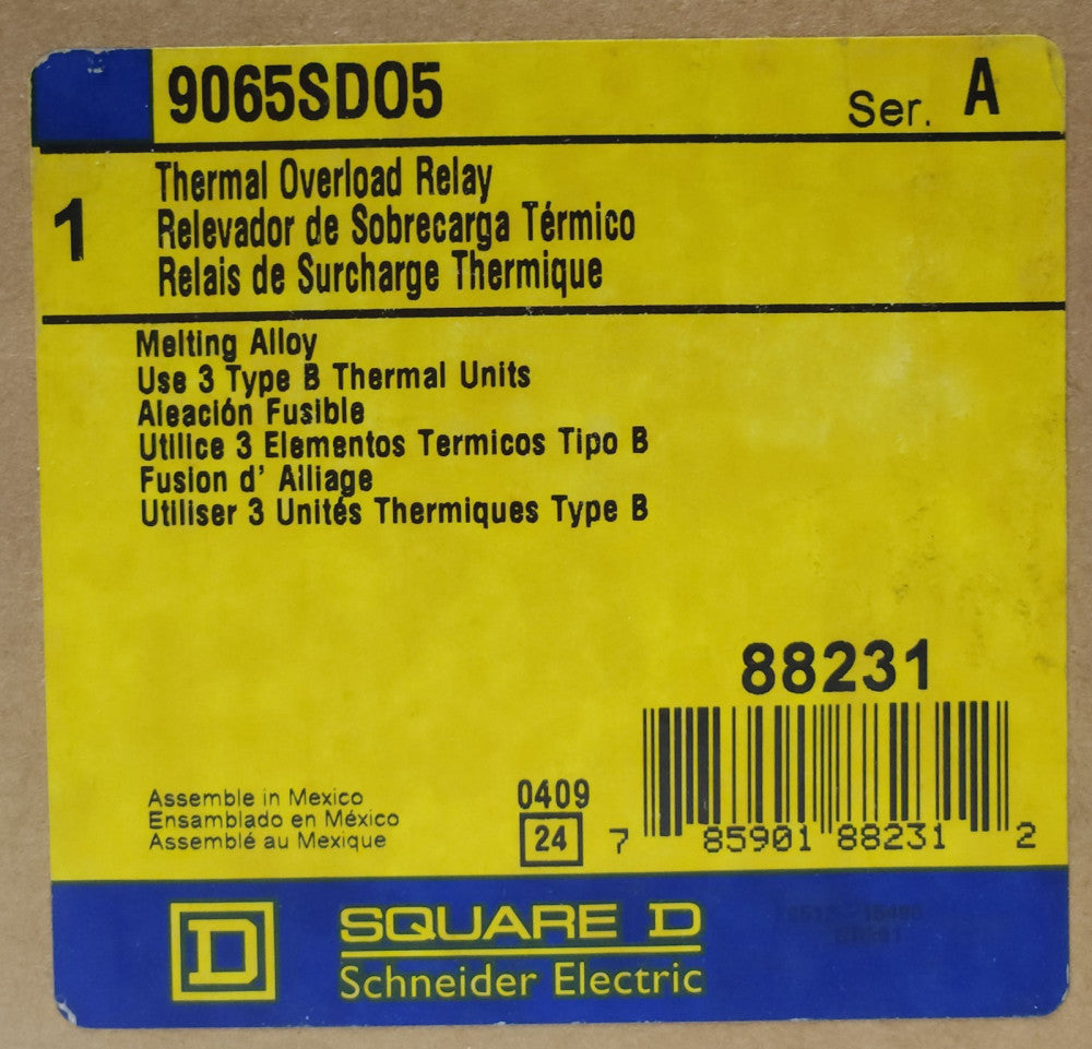 SQUARE D 9065SD05 Thermal Overload Relay 3 Pole Type B