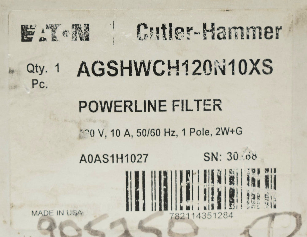 EATON CUTLER HAMMER AGSHWCH120N10XS POWELINE Filter 120 VAC Surge Suppresser