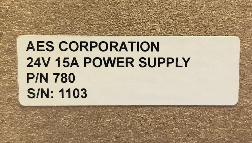 AES CORPORATION 780 24V 15A Model 780 POWER SUPPLY 15 AMP 24 Volt Input 110-220