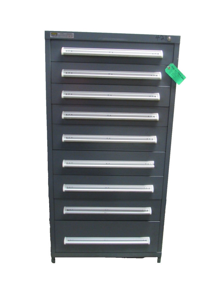 Stanley Vidmar 9 Drawer Tool Storage Cabinet 30" W 27-1/2" D 59" H **No Key Used