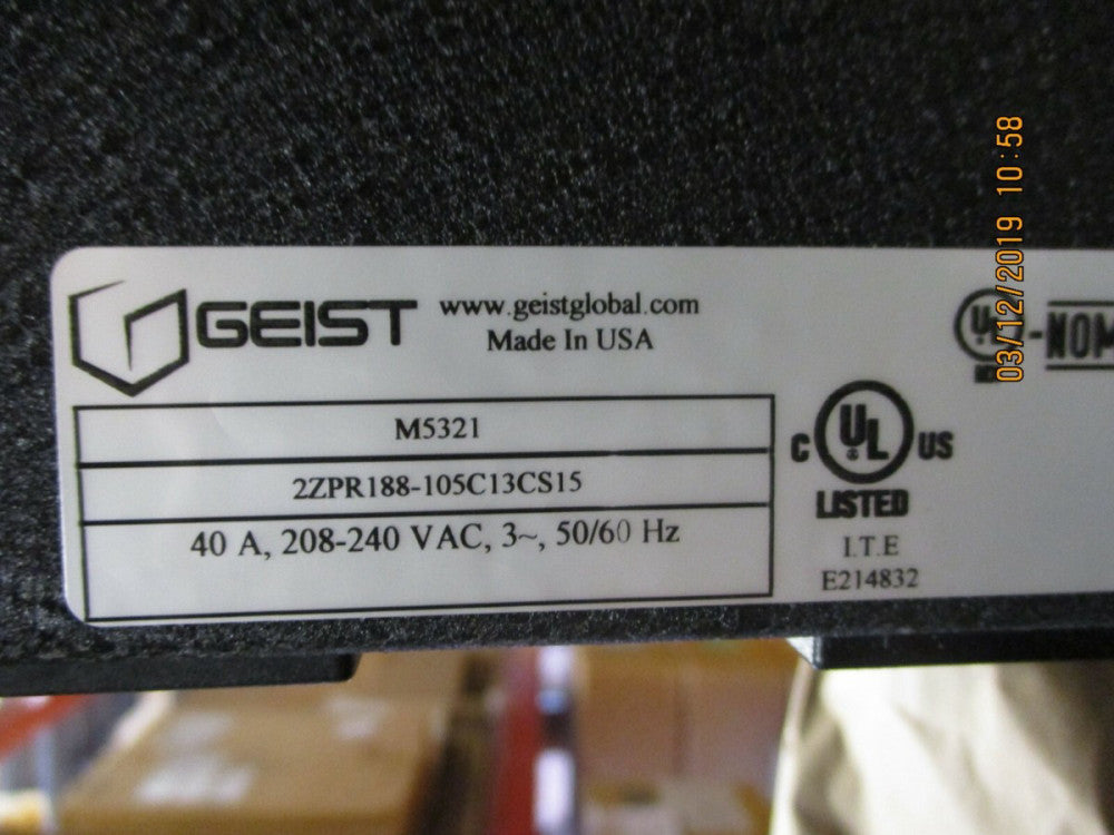 MS-P2ZPR188-105C13CS15-051549 GEIST NON-SURGE 40A 200V DELTA, BRAND NEW!