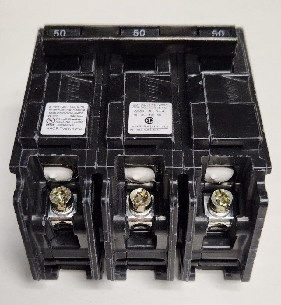 SIEMENS Q350H 3 Pole 50 AMP Type QPH Bolt In Circuit Breaker 120 240 VAC